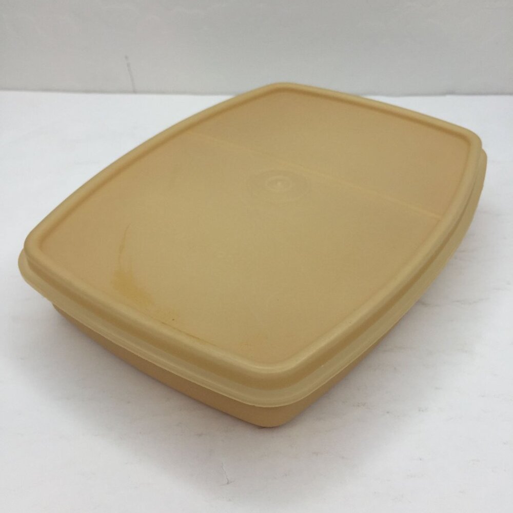 Vintage Tupperware Packette Divided Lunch Snack Sandwich Storage Container Beige